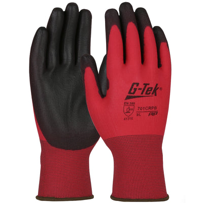G-Tek 701CRPB Seamless Knit Nylon Glove with Polyurethane Coated Smooth Grip on Palm & Fingers - 15 