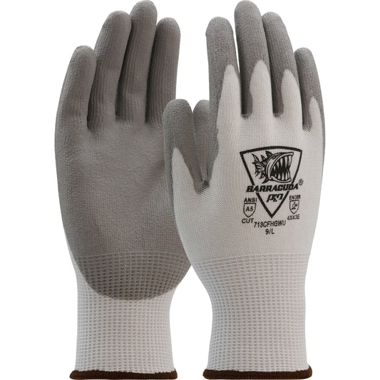 West Chester Barracuda 713CFHGWU White HPPE Shell w/ Grey PU Dip Cut Protection, Cut Resistant Gloves, (One Dozen)