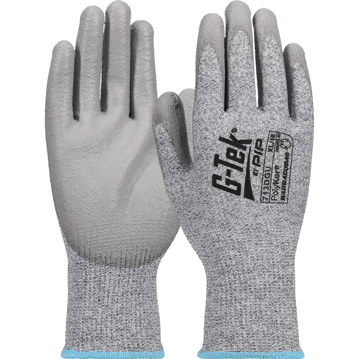 a pair of gray polyurethane fingers work gloves from West Chester brand