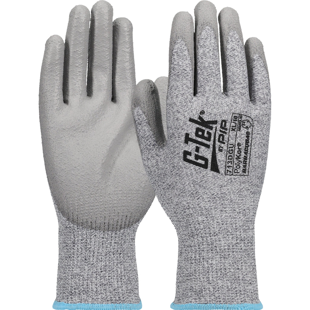 a pair of gray polyurethane fingers work gloves from West Chester brand