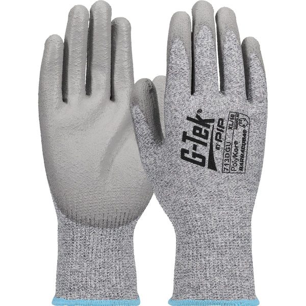 a pair of gray polyurethane fingers work gloves from West Chester brand