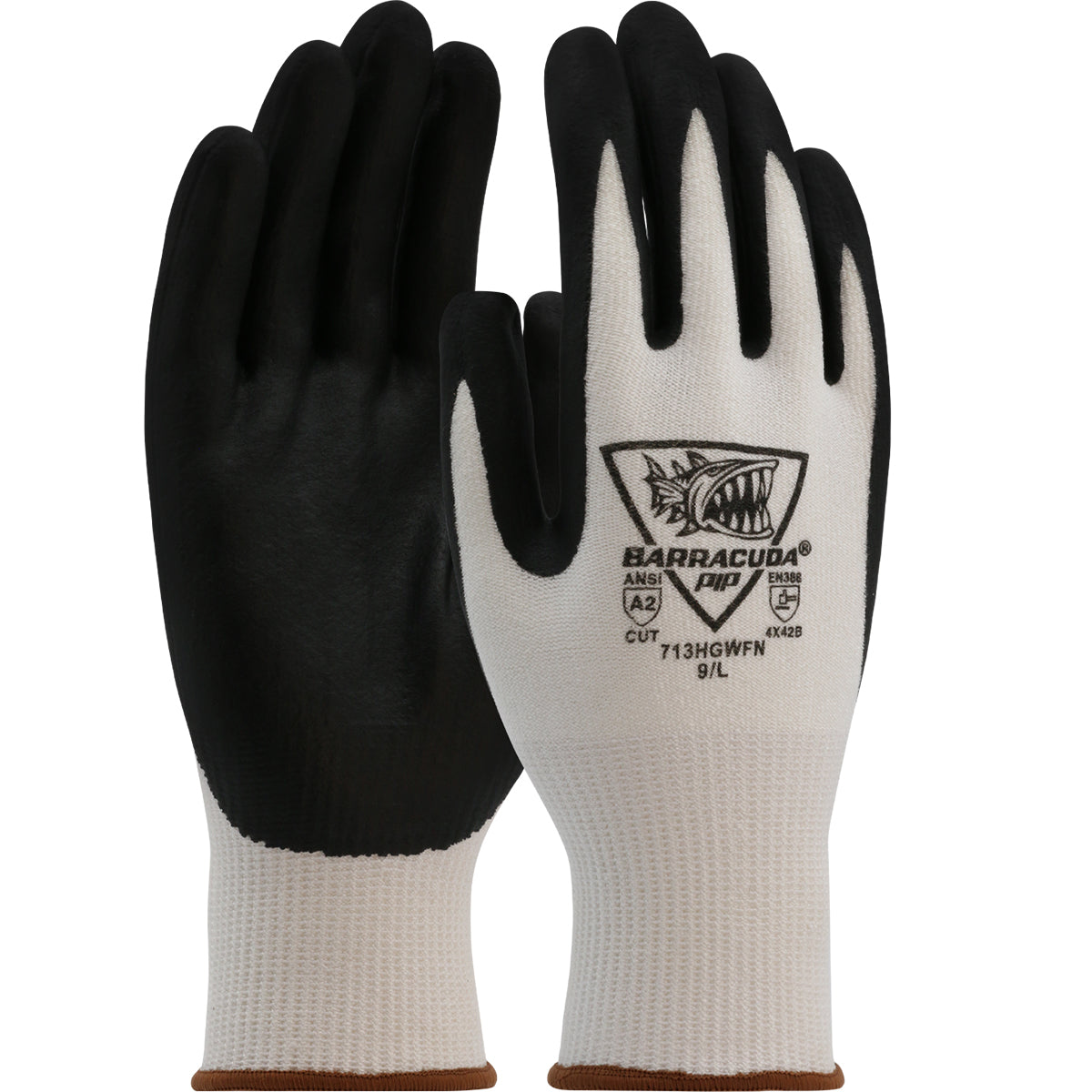 West Chester 713HGWFN Barracuda White HPPE Shell w/ Black Foam Nitrile Dip Gloves (One Dozen)