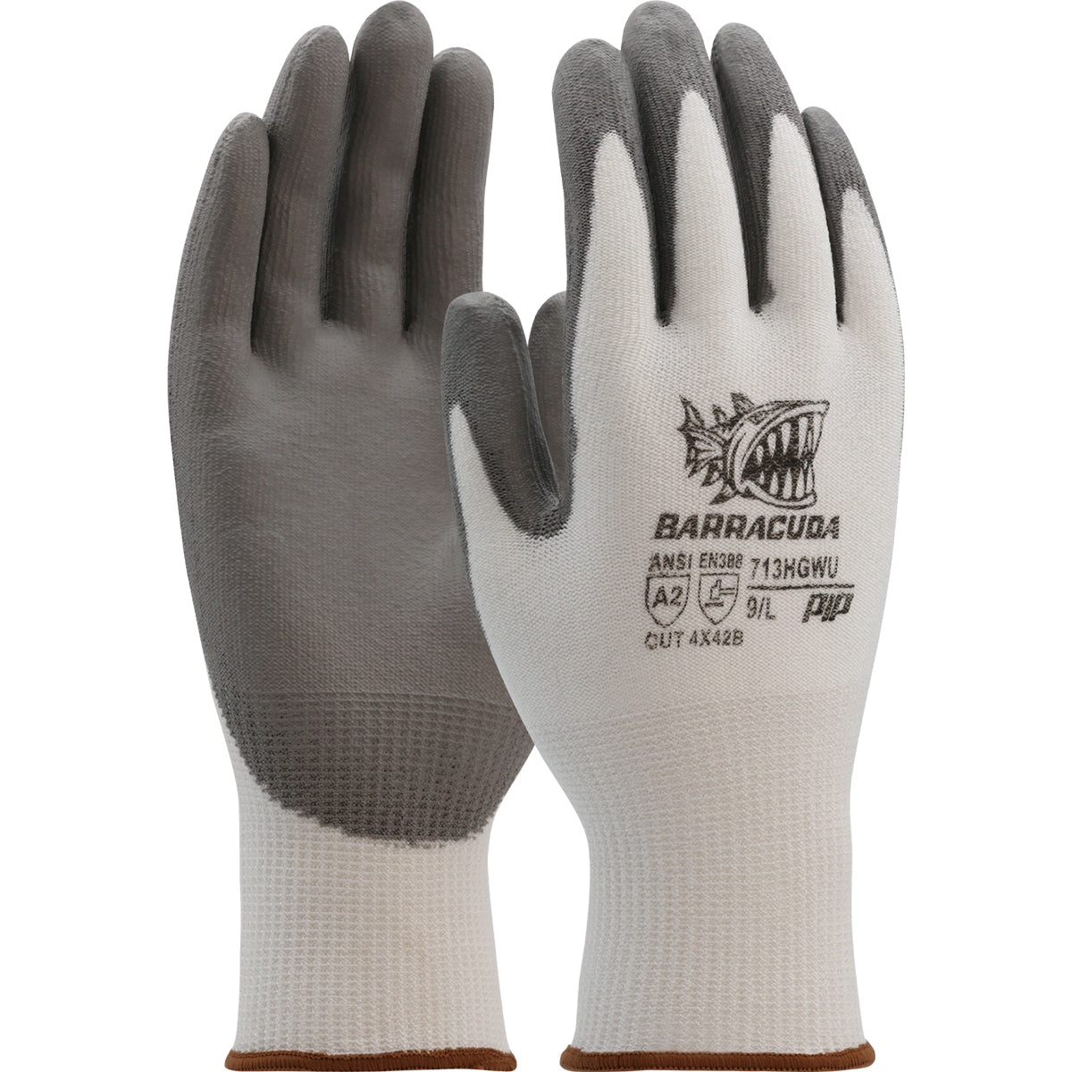 West Chester 713HGWU Barracuda Seamless Knit HPPE Blended Glove with Polyurethane Coated Flat Grip on Palm and Fingers (One Dozen)