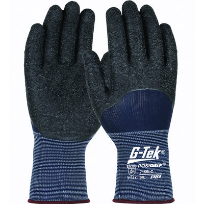 West Chester 715SLC Black Crinkle Latex 3/4 Coated Blue Nylon Gloves (One Dozen)