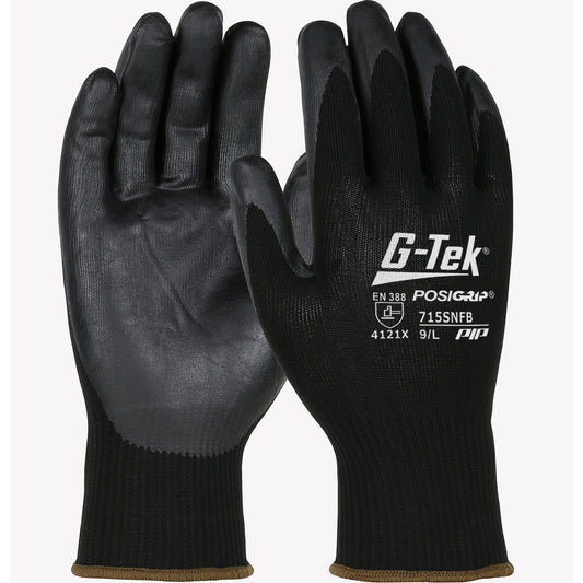 West Chester 715SNFB PosiGrip Black Foam Nitrile Palm Dip on Black Nylon Shell Gloves (One Dozen)