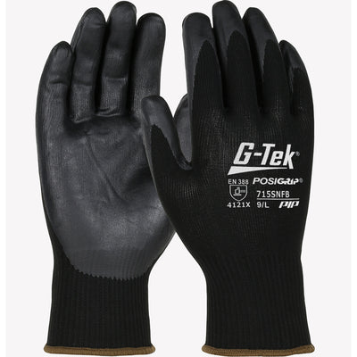 West Chester 715SNFB PosiGrip Black Foam Nitrile Palm Dip on Black Nylon Shell Gloves (One Dozen)