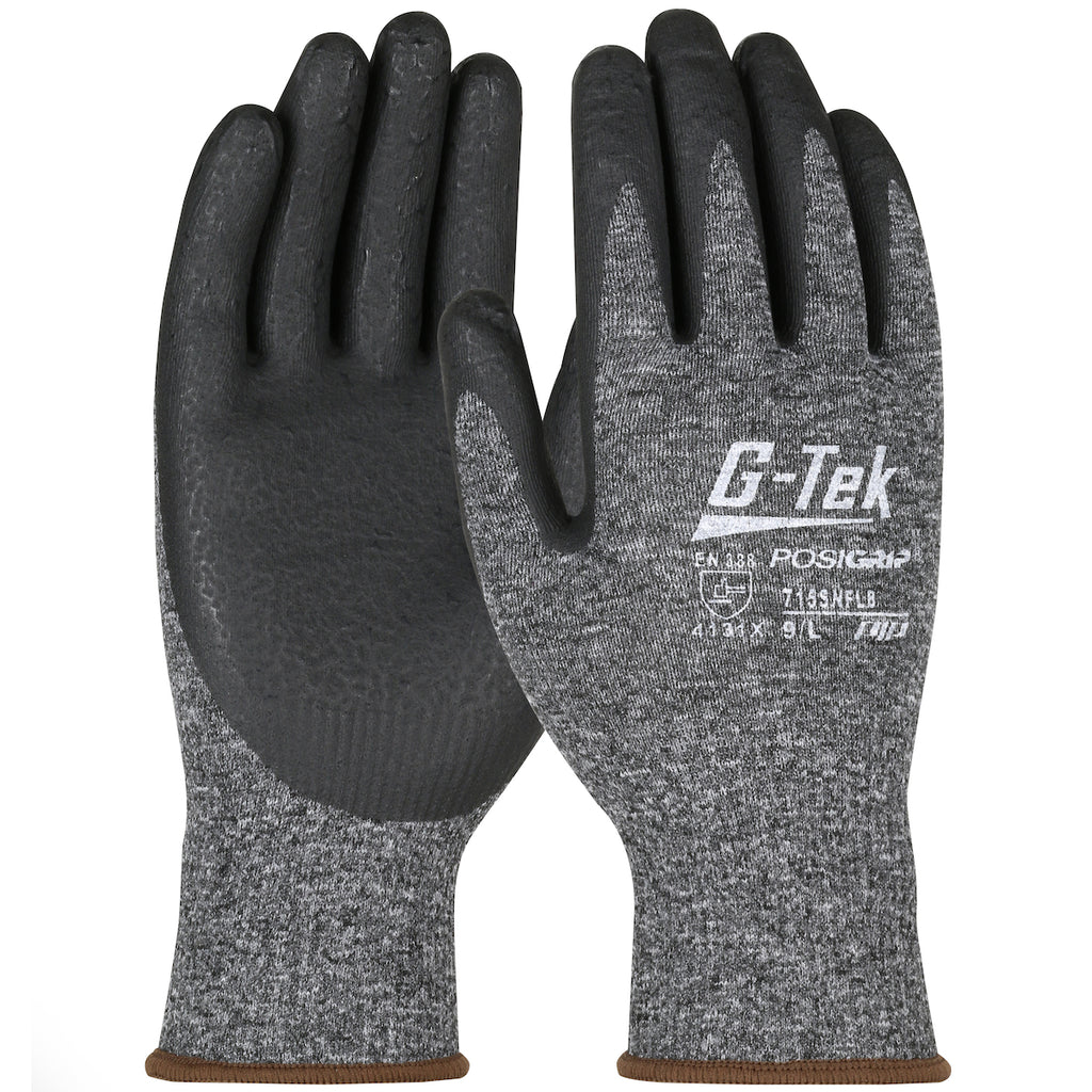 West Chester 715SNFLB Black Lunar Foam Nitrile Palm Dip on Salt & Pepper Nylon Shell Gloves (One Dozen)