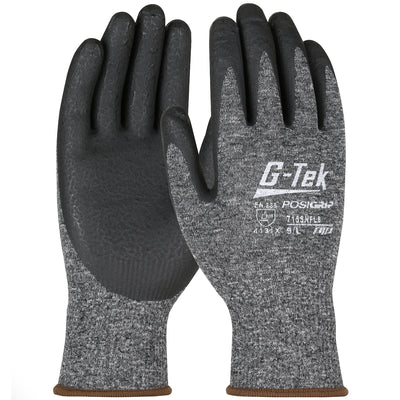 West Chester 715SNFLB Black Lunar Foam Nitrile Palm Dip on Salt & Pepper Nylon Shell Gloves (One Dozen)