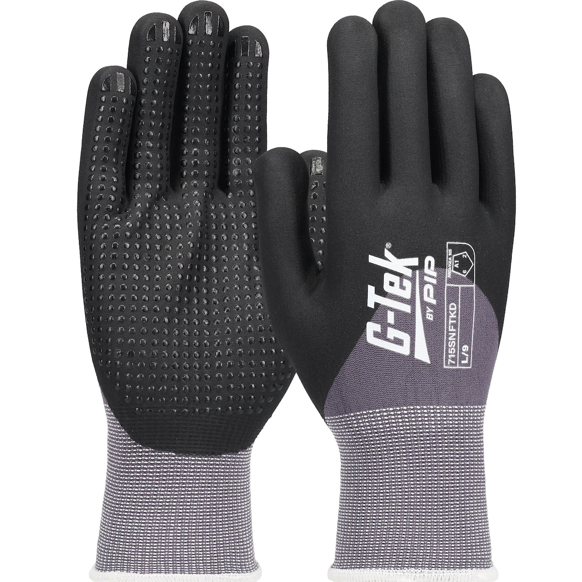 West Chester 715SNFTKD PosiGrip Black Foam Nitrile 3/4 Dip on Gray Nylon Shell with Dotted Palm Gloves (One Dozen)