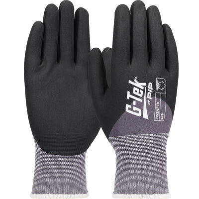 West Chester 715SNFTK PosiGrip Black Microfoam Nitrile 3/4 Dip on Gray Nylon Shell Gloves (One Dozen)