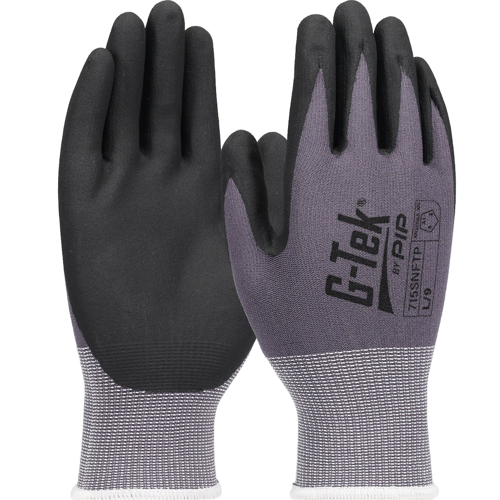 West Chester 715SNFTP PosiGrip Black Microfoam Nitrile Palm Dip on Gray Nylon Shell Gloves (One Dozen)