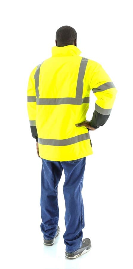 Majestic 75-1303 High Visibility Waterproof Parka with Quilted Lining, ANSI 3, R (Each) - back view