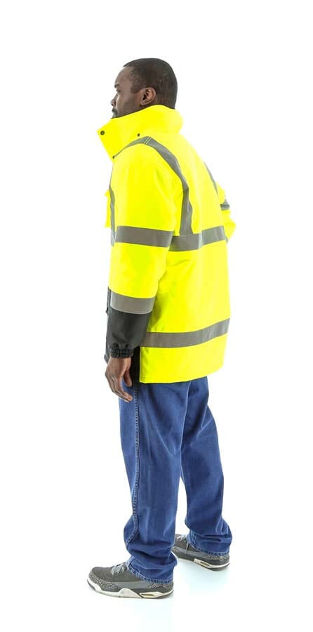 Majestic 75-1303 High Visibility Waterproof Parka with Quilted Lining, ANSI 3, R (Each) - side view