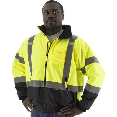 Majestic 75-1311 High Visibility Waterproof Jacket with Removable Fleece Liner, ANSI 3, R