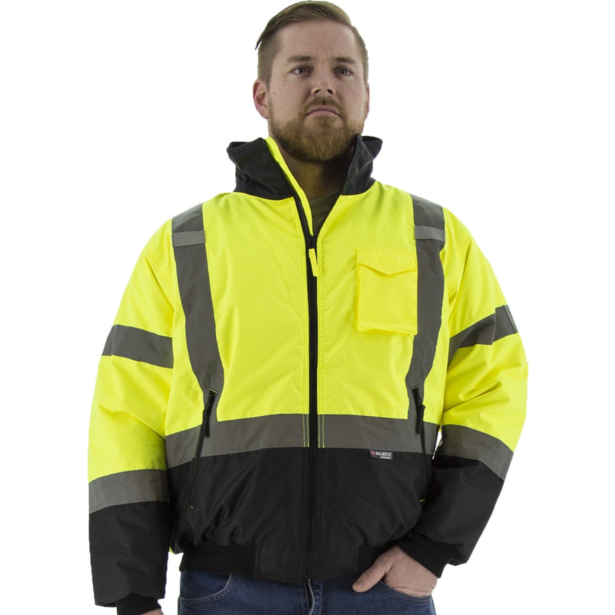 Majestic 75-1313 High Visibility Waterproof Jacket with Quilted Liner, ANSI 3, R
