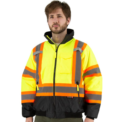 Majestic 75-1315 High Visibility Waterproof Jacket with DOT Striping & Quilted Liner, ANSI 3, R