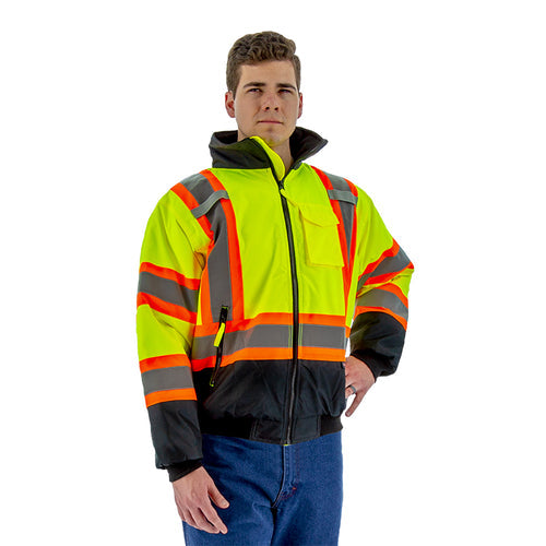 Majestic 75-1315 High Visibility Waterproof Jacket with Quilted Liner, ANSI 3, R Hiviz Yellow