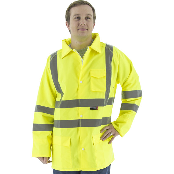 Majestic 75-1351 High Visibility Waterproof Rain Jacket, ANSI 3, R
