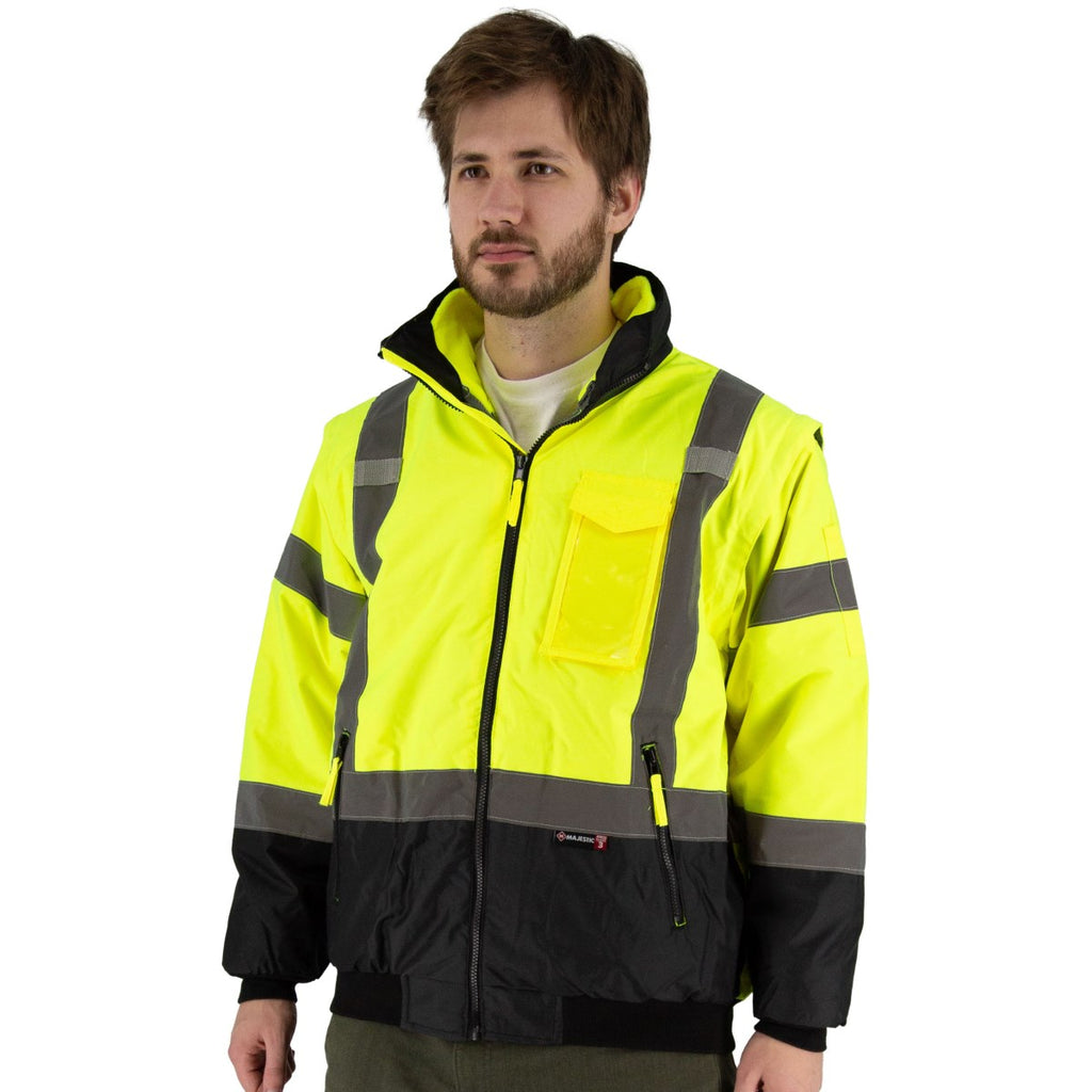 Majestic 75-1383 High Visibility 8-in-1 Waterproof Jacket with High Visibility Liner, ANSI 3, R