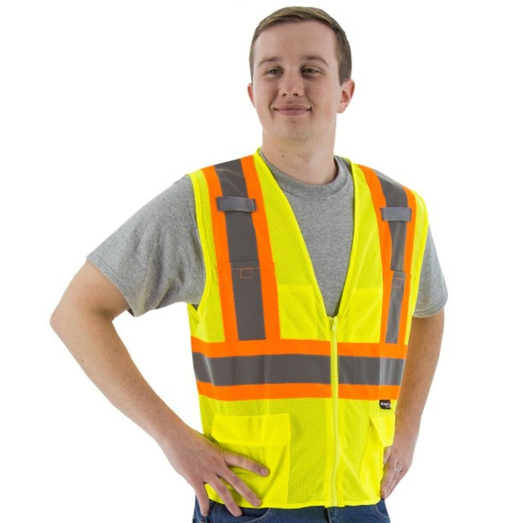 Majestic 75-3209 High Visibility Mesh Vest with DOT Striping, ANSI 2, R
