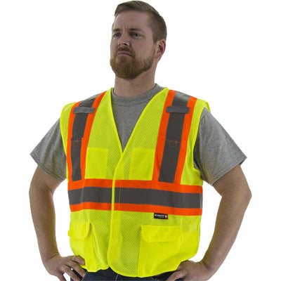 Majestic 75-3211 High Visibility Mesh Vest with DOT Striping, ANSI 2, R