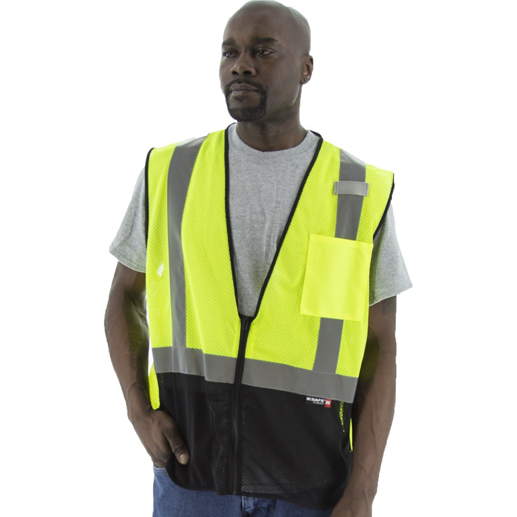 Majestic 75-3213 High Visibility Mesh Vest with Black Bottom, ANSI 2, R