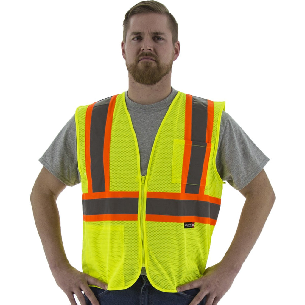 Majestic 75-3217 High Visibility Mesh Vest with DOT Striping, ANSI 2, R