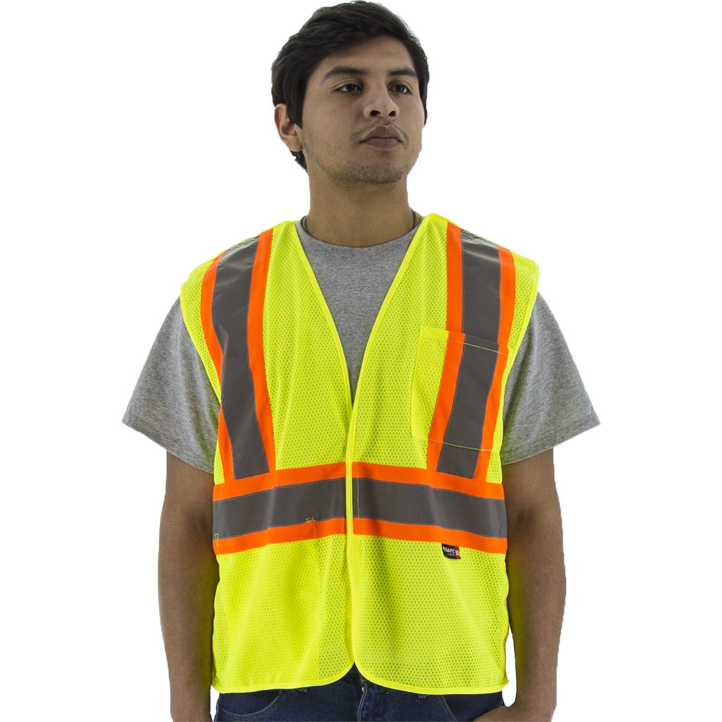 Majestic 75-3219 High Visibility Mesh Breakaway Vest with DOT Striping, ANSI 2, R