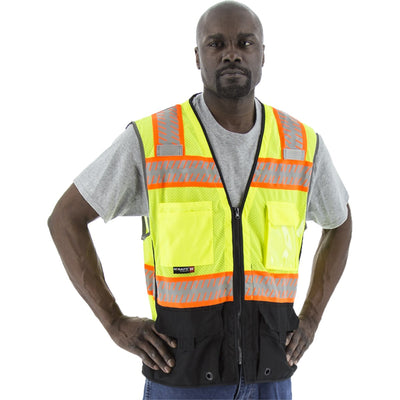 Majestic 75-3249 High Visibility Mesh Vest with DOT Reflective Chainsaw Striping, Class 2