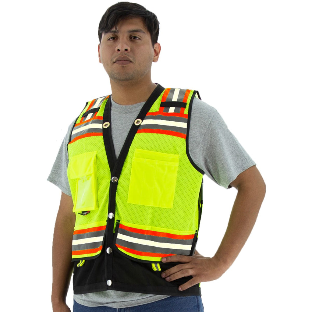 Majestic 75-3257 High Visibility Glow-in-the-Dark Black Bottom Surveyors Vest, Class 2 (Pack of 1)
