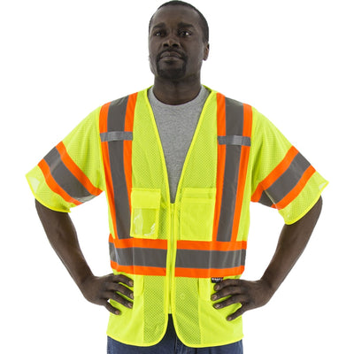 Majestic 75-3301 High Visibility Mesh Vest with DOT Striping, ANSI 3, R