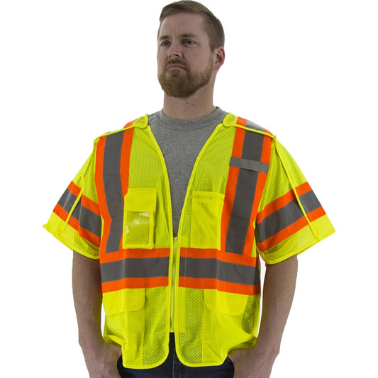 Majestic 75-3305 High Visibility Mesh Breakaway Vest with DOT Striping, ANSI 3, R