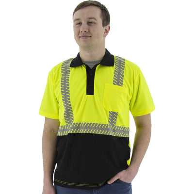 Majestic 75-5213 High Visibility Short Sleeve Polo with Reflective Chainsaw Striping, ANSI 2, R
