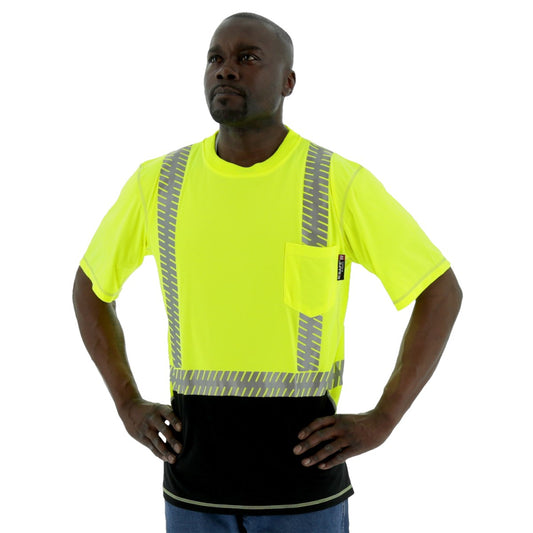 Majestic 75-5217 High Visibility Snag Resistant Short Sleeve Shirt with Reflective Chainsaw Striping, ANSI 2, R