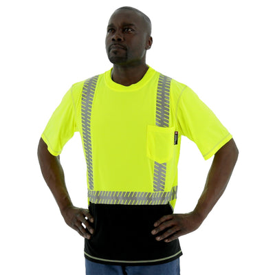 Majestic 75-5217 High Visibility Snag Resistant Short Sleeve Shirt with Reflective Chainsaw Striping, ANSI 2, R