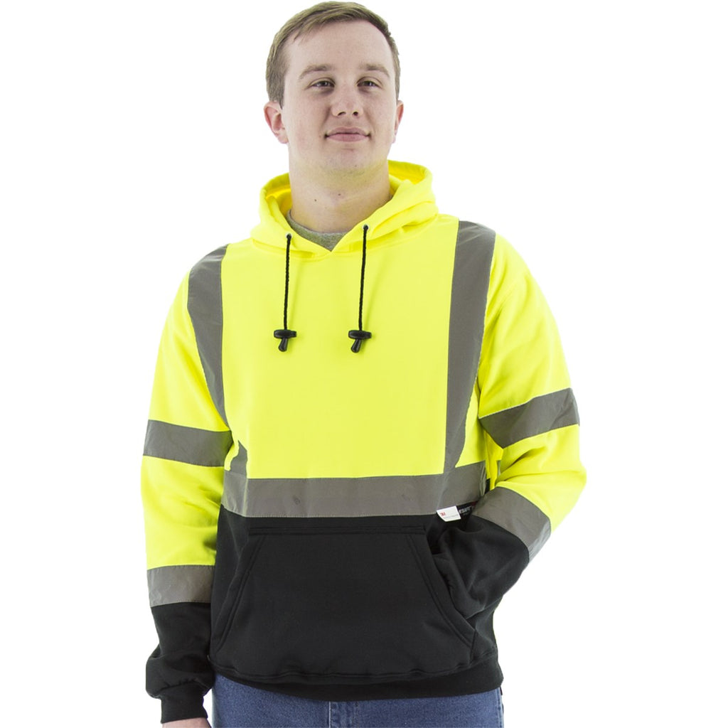 Majestic 75-5327 High Visibility Hooded Pullover Sweatshirt, ANSI 3, R