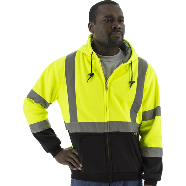 Majestic 75-5331 High Visibility Hooded Sweatshirt with non-PFAS Fabric Protector, ANSI 3, R