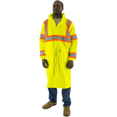 Majestic 75-7303 High Visibility Waterproof Rain Coat with DOT Striping, ANSI 3, R