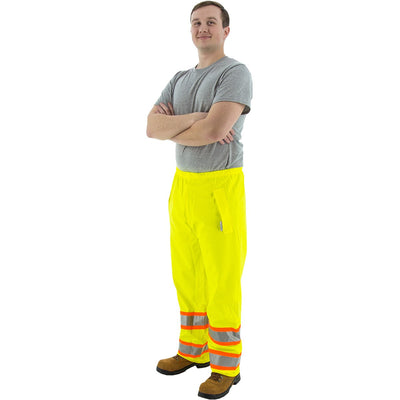 Majestic 75-7351 High Visibility Waterproof Rain Waist Pants with DOT Striping, ANSI E