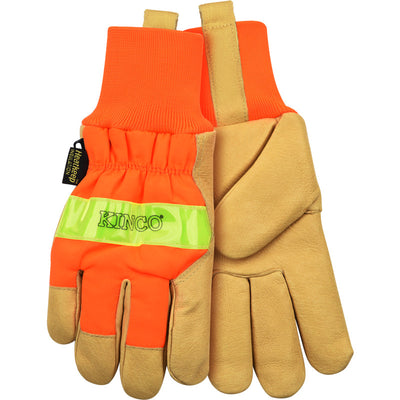 Kinco 1938 Lined Hi-Vis Orange Grain Pigskin Palm with Safety Cuff