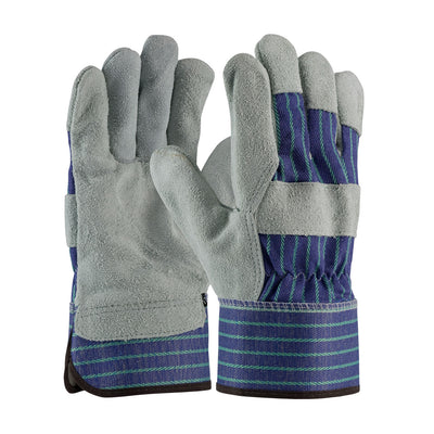 PIP 82-7563 Superior Grade Split Cowhide Leather Palm Glove with Fabric Back - Rubberized Safety Cuf