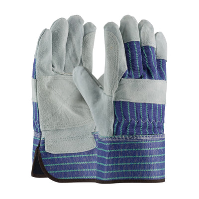 PIP 82-7763 Superior Grade Split Cowhide Leather Double Palm Glove with Fabric Back - Rubberized Saf