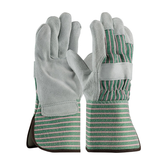 PIP 83-6663 Regular Grade Split Cowhide Leather Palm Glove with Fabric Back - Rubberized Gauntlet Cu