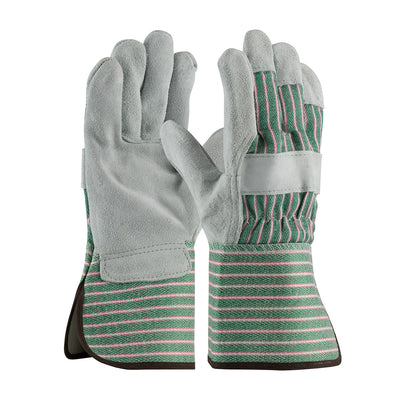 PIP 83-6663 Regular Grade Split Cowhide Leather Palm Glove with Fabric Back - Rubberized Gauntlet Cu