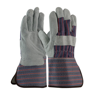 PIP 84-7632 Economy Grade Split Cowhide Leather Palm Glove with Fabric Back - Rubberized Gauntlet Cu