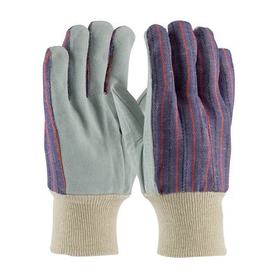 PIP 86-4104 Regular Grade Split Cowhide Leather Palm Glove with Fabric Back - Men's (One Dozen)