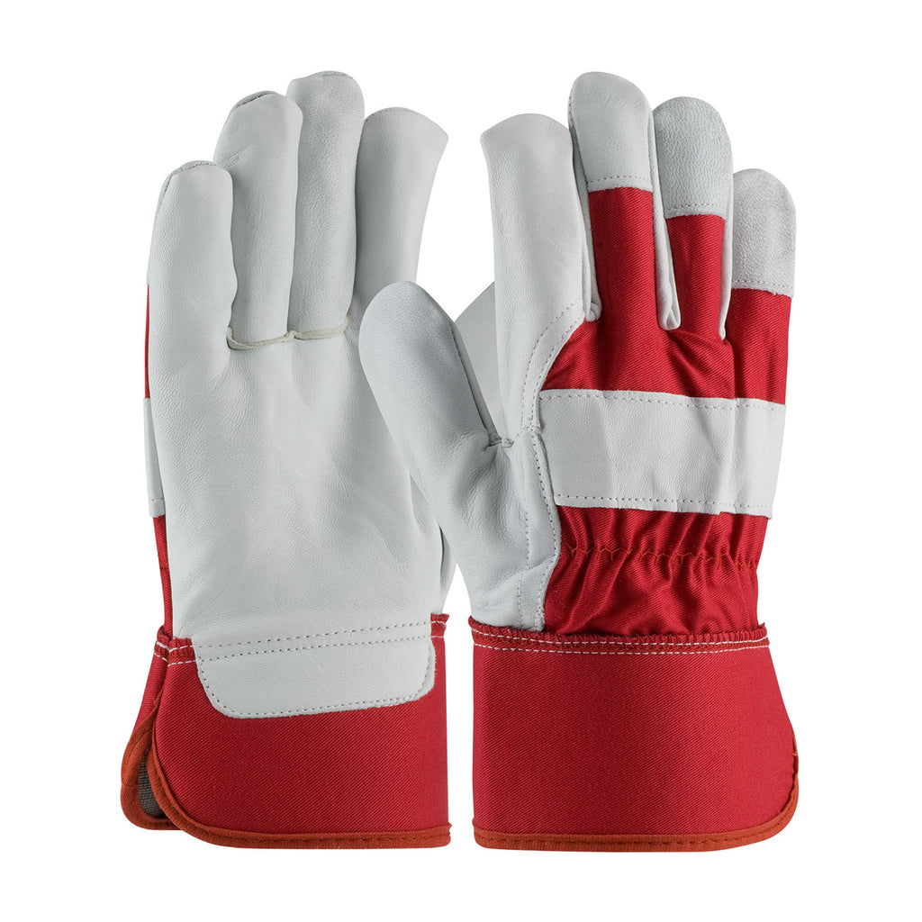 PIP 87-1944 Top Grain Goatskin Leather Palm with Fabric Back Rubberized Safety Cuff Glove (One Dozen)
