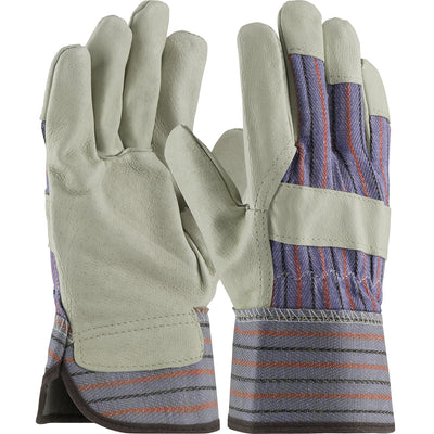 PIP 87-3563 Top Grain Pigskin Leather Palm with Fabric Back Rubberized Safety Cuff Glove (One Dozen)