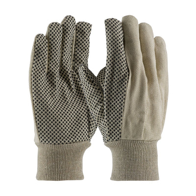 PIP 91-908PDI Economy Grade Cotton/Poly Canvas Glove with PVC Dotted Grip on Palm, Thumb and Index F