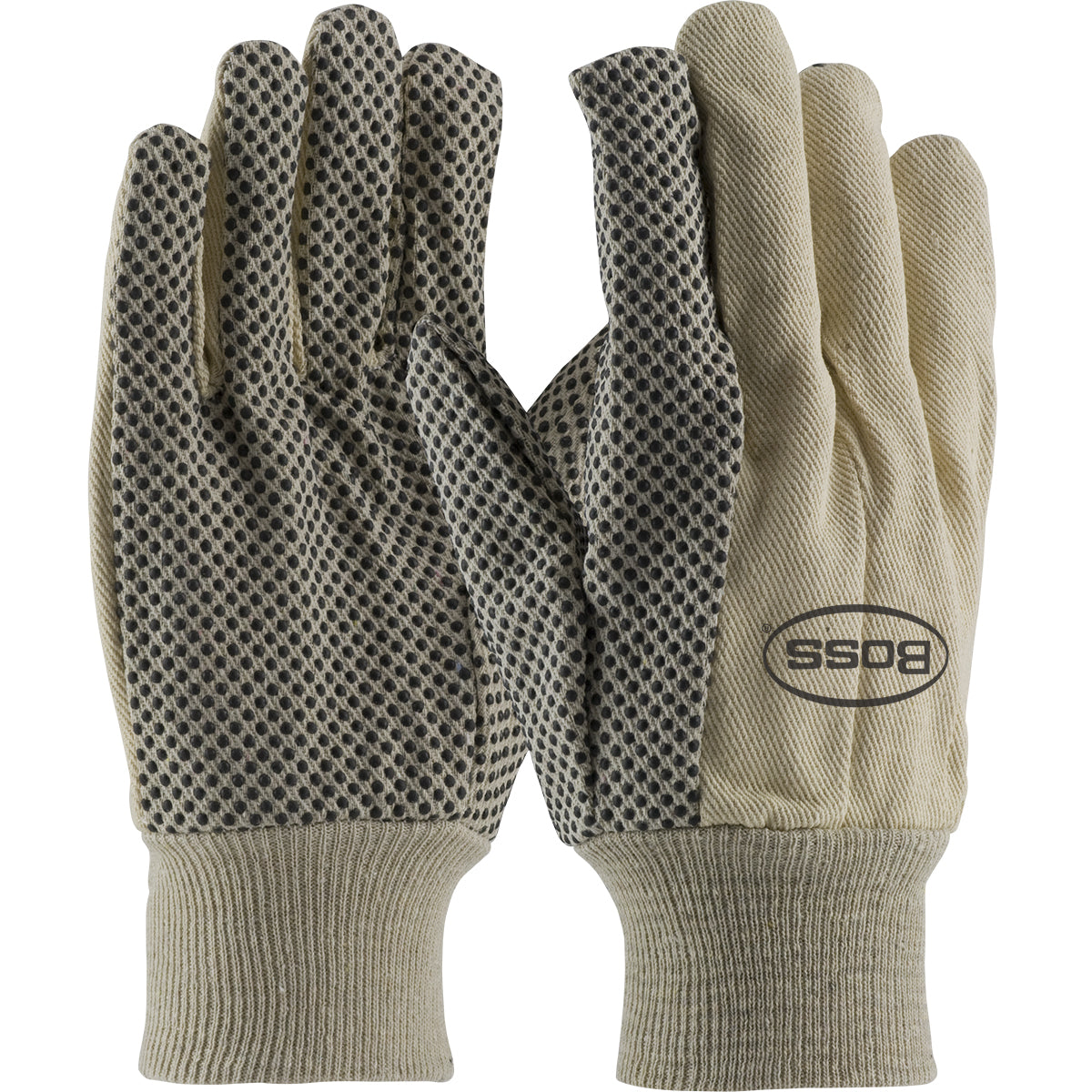 Boss 91-910PD Premium Grade 100% Cotton Canvas Glove with PVC Dotted Grip on Palm, Thumb and Index F